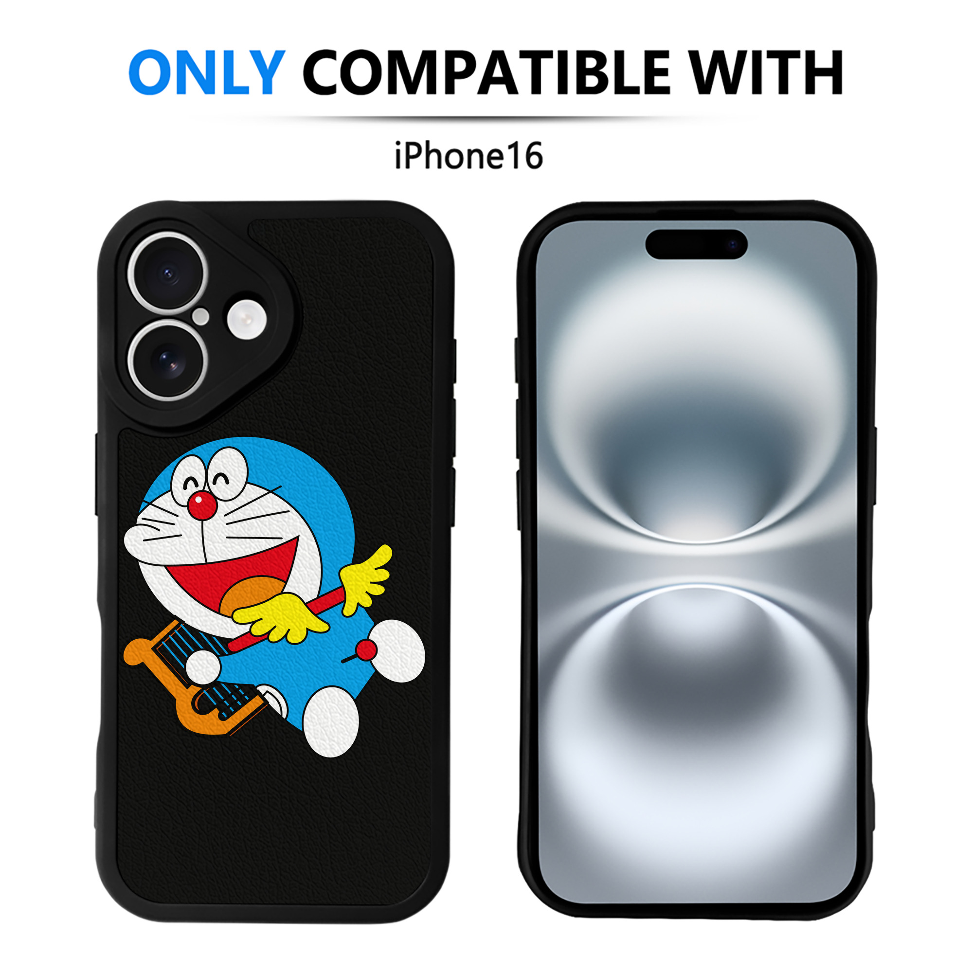 （画像用） ドラえもん Doraemon 【iPhone 16シリーズ対応】シリコンスマホケース（レザー調） 材質：シリコン